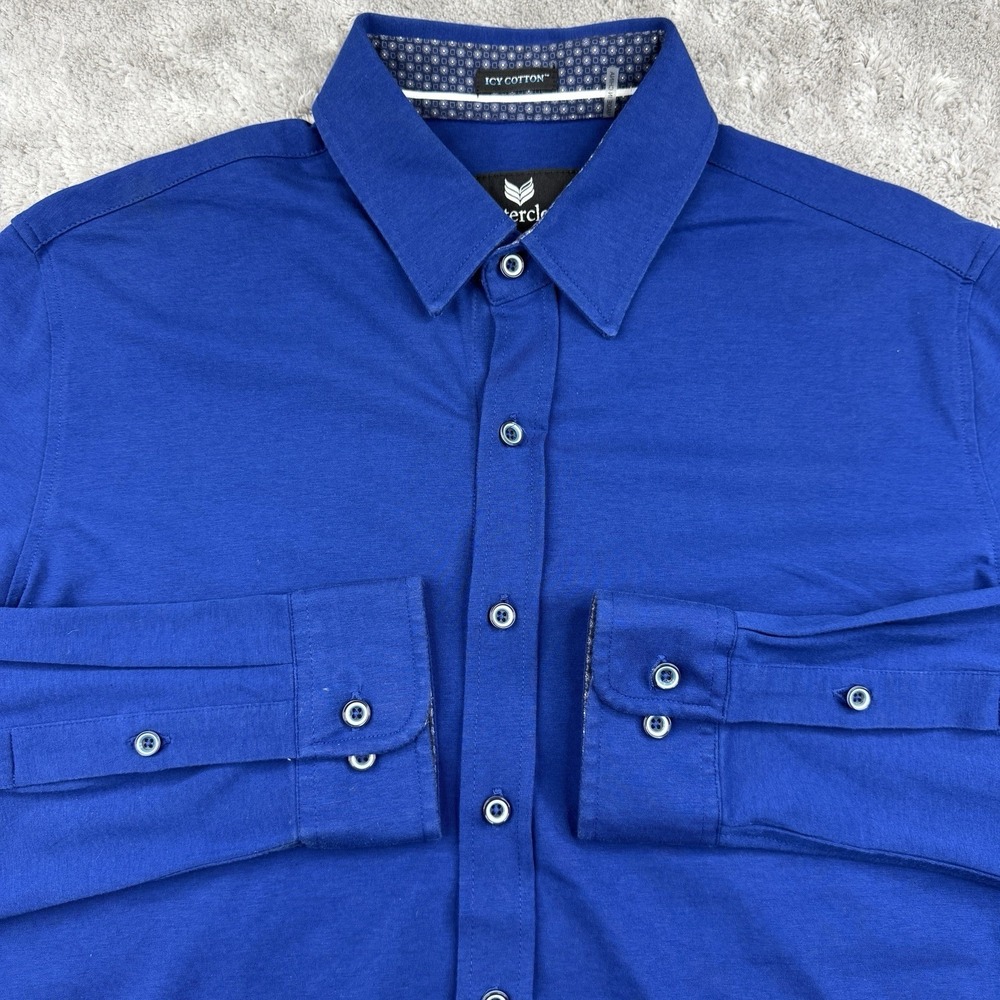Buttercloth Icy Cotton Shirt Mens M Slim Fit Blue Stretch Long Sleeve Button Up